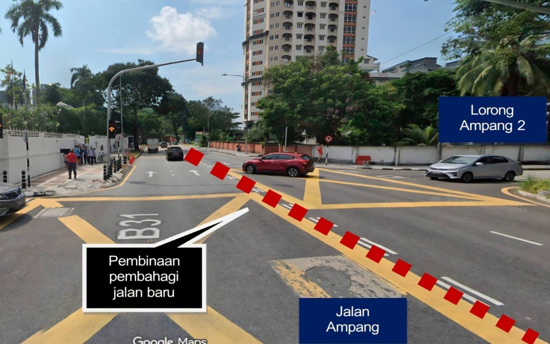 DBKL Permanently Closes Two Traffic Light Intersections on Jalan Ampang for Upgrade Project