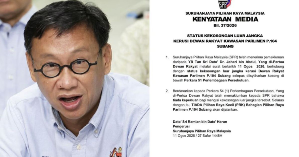 Subang Seat Remains Vacant as Election Commission Rules Out By-Election Following Wong Chen's Resignation