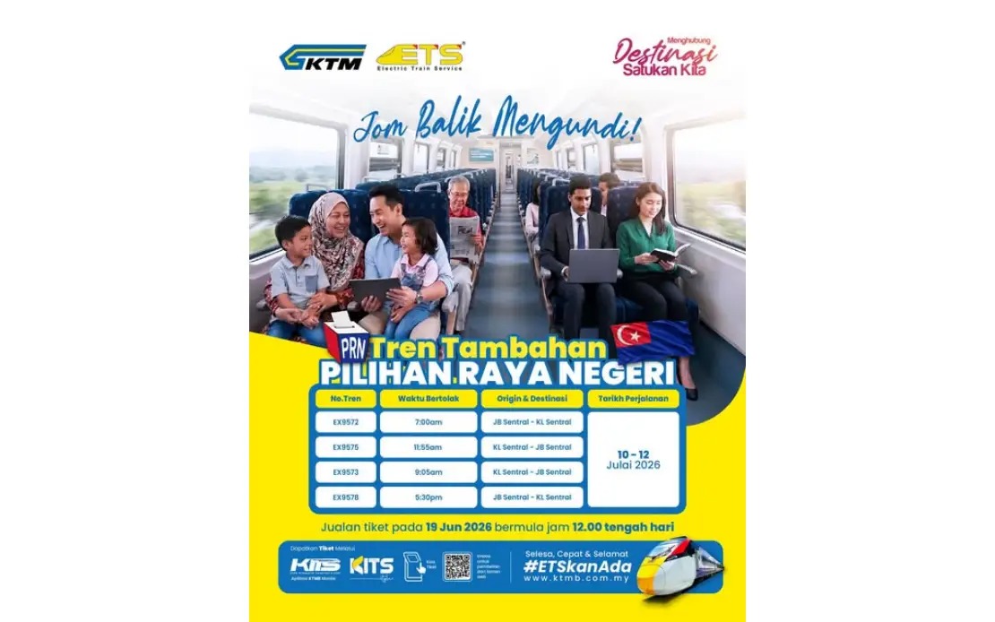 KTMB Lays on Extra ETS Services as Johor Voters Head Home for July 11 Election