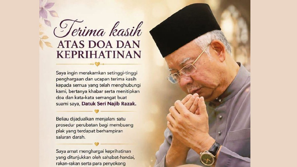 Rosmah seeks public prayers as Najib prepares for vascular procedure