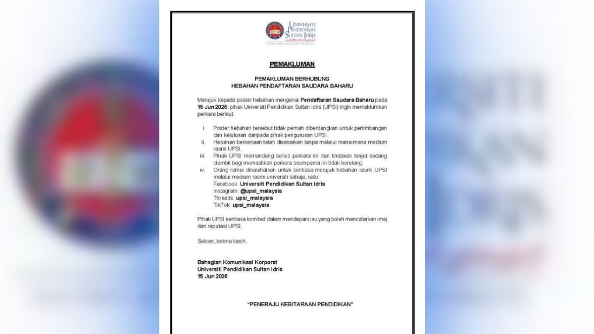 UPSI Denies Involvement in Viral 'Mualaf Registration' Poster