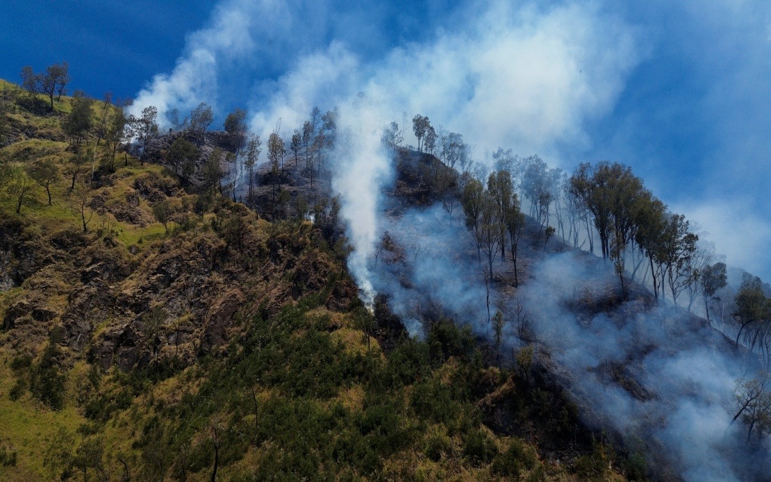 Indonesia Shuts Mount Bromo to Tourists as Wildfire Engulfs East Java Volcano