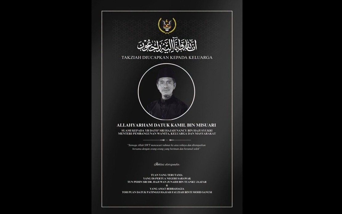 Sarawak Governor Extends Condolences to Women Minister Over Husband's Death