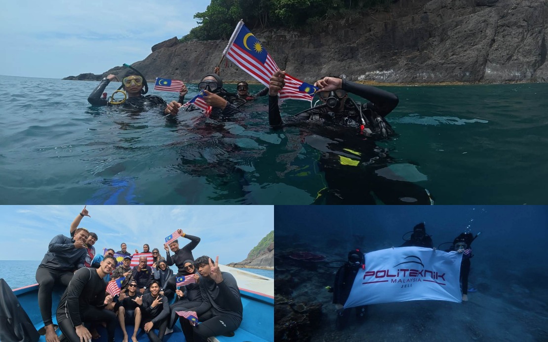 Politeknik Jeli Celebrates National Day With Underwater Flag Display at 18 Metres