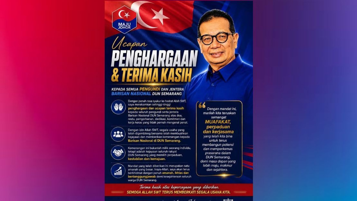 Samsolbari Jamali Wins Sixth Consecutive Term in Johor State Election