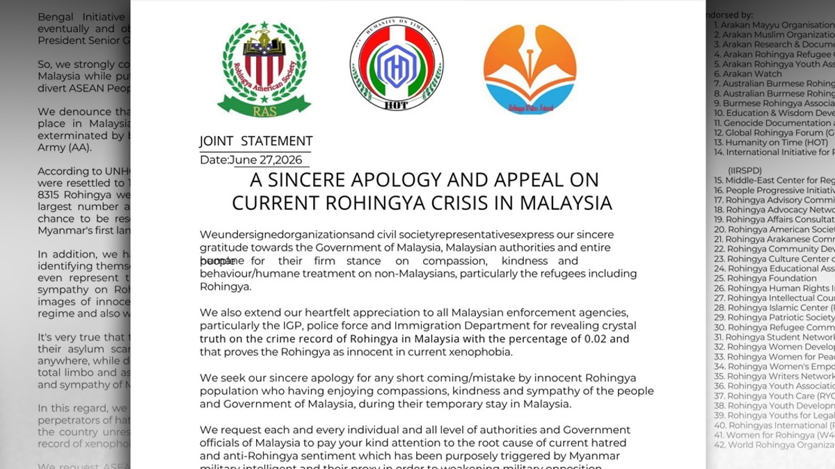 MAHAR Commends Rohingya NGOs' Apology, Calls for Deeper Community Integration