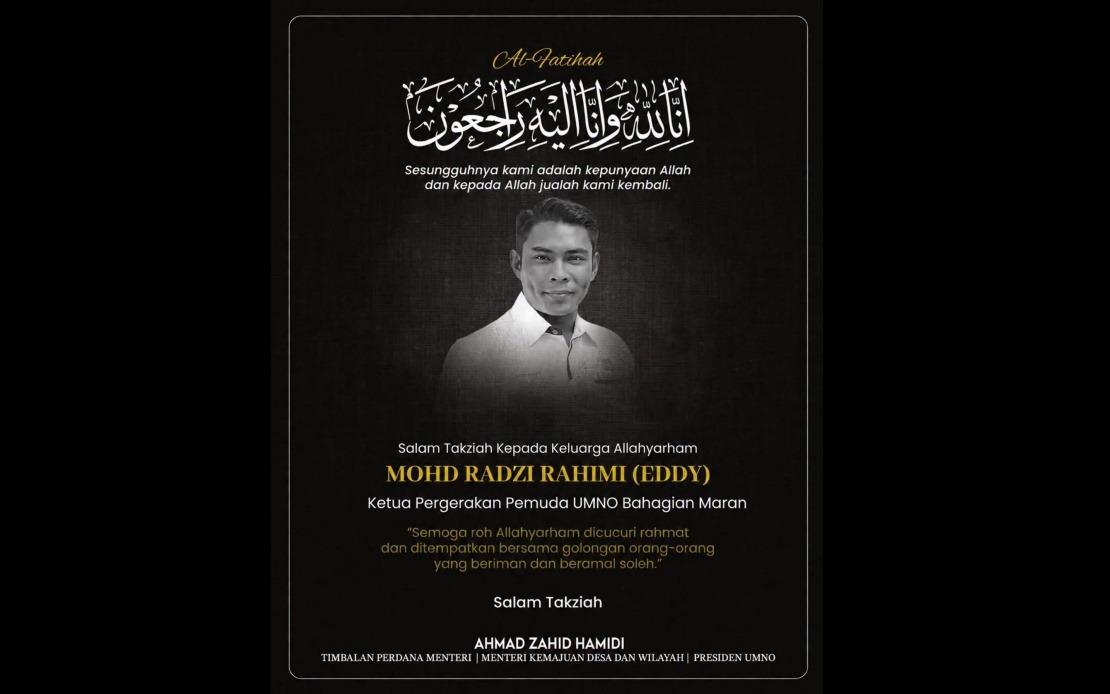 UMNO Leader Ahmad Zahid Mourns Death of Maran Youth Chief Mohd Radzi in Bentong Accident