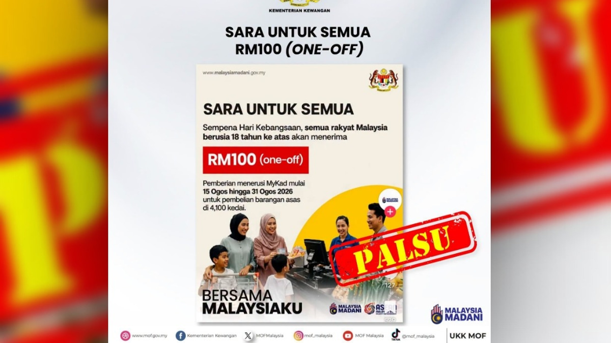 Ministry of Finance Dismisses False Claim of RM100 National Day Payment