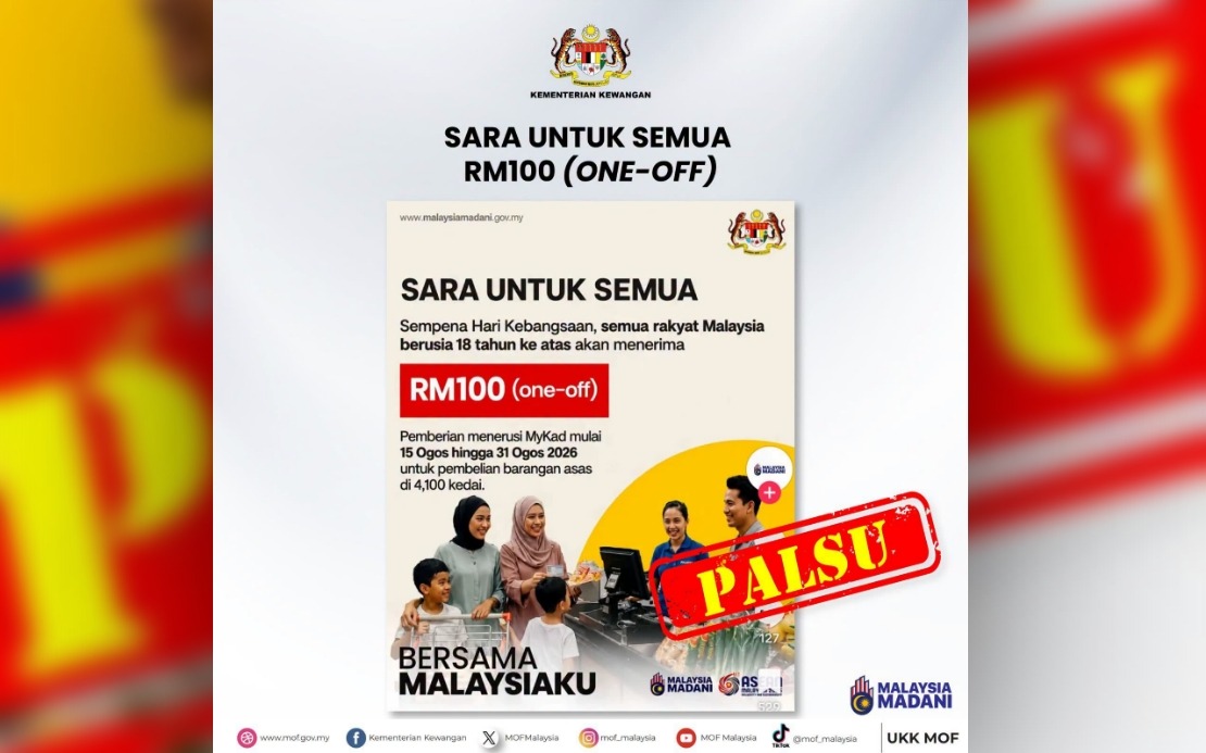 Ministry of Finance Dismisses False Claim of RM100 National Day Payment